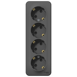 Розетка 4-м ОП Blanca 16А IP20 250В с заземл. защ. шторки с изолир. пластиной антрацит SE BLNRA011416