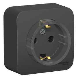 Розетка 1-м ОП Blanca 16А IP20 250В с заземл. без защ. шторок с изолир. пластиной (компакт) антрацит SE BLNRA110116
