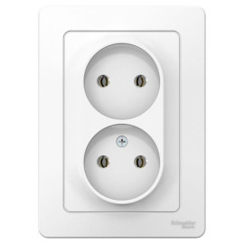 Розетка 2-м СП Blanca 16А IP20 250В без заземл. без защ. шторок бел. SE BLNRS000021