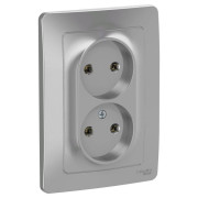 Розетка 2-м СП Blanca 16А IP20 250В без заземл. без защ. шторок алюм. SE BLNRS000023