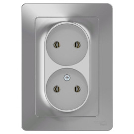 Розетка 2-м СП Blanca 16А IP20 250В без заземл. без защ. шторок алюм. SE BLNRS000023