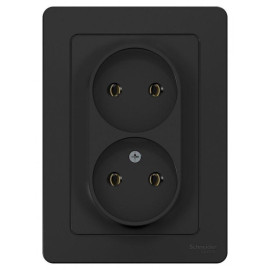 Розетка 2-м СП Blanca 16А IP20 250В без заземл. без защ. шторок антрацит SE BLNRS000026