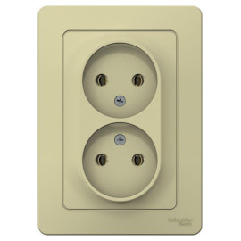 Розетка 2-м СП Blanca 16А IP20 250В без заземл. без защ. шторок беж. SE BLNRS000027