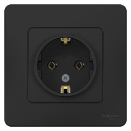 Розетка 1-м СП Blanca 16А IP20 250В с заземл. без защ. шторок антрацит SE BLNRS001016