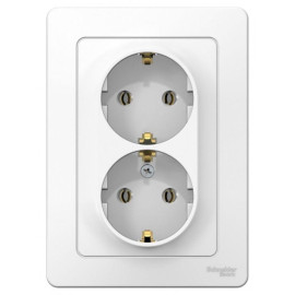Розетка 2-м СП Blanca 16А IP20 250В с заземл. без защ. шторок бел. SE BLNRS001021
