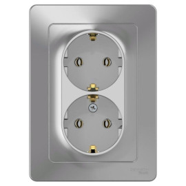 Розетка 2-м СП Blanca 16А IP20 250В с заземл. без защ. шторок алюм. SE BLNRS001023