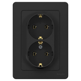 Розетка 2-м СП Blanca 16А IP20 250В с заземл. без защ. шторок антрацит SE BLNRS001026