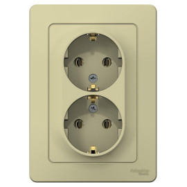 Розетка 2-м СП Blanca 16А IP20 250В с заземл. без защ. шторок беж. SE BLNRS001027