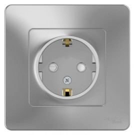 Розетка 1-м СП Blanca 16А IP20 250В с заземл. защ. шторки алюм. SE BLNRS001113