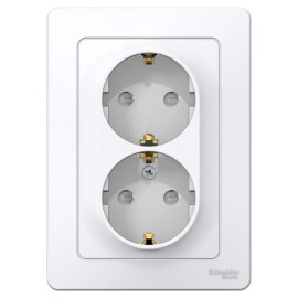Розетка 2-м СП Blanca 16А IP20 250В с заземл. защ. шторки бел. SE BLNRS001121