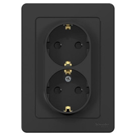 Розетка 2-м СП Blanca 16А IP20 250В с заземл. защ. шторки антрацит SE BLNRS001126