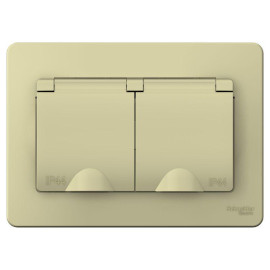 Розетка 2-м СП Blanca 16А IP44 250В с заземл. защ. шторки с крышкой беж. SE BLNRS441127