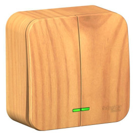 Выключатель 2-кл. ОП Blanca 10А IP20 (сх. 5) 250В с подсветкой с изолир. пластиной ясень SE BLNVA105115