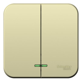 Выключатель 2-кл. ОП Blanca 10А IP20 (сх. 5) 250В с подсветкой с изолир. пластиной беж. SE BLNVA105117