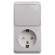 Блок ОП Этюд (1-м розетка с заземл. защ. шторки + 1-кл. выкл.) бел. SE BPA16-201B