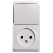 Блок ОП Этюд (1-м розетка без заземл. + 1-кл. выкл.) бел. SE BPA16-204B