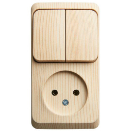 Блок ОП Этюд (1-м розетка без заземл. + 2-кл. выкл.) сосна SE BPA16-205D