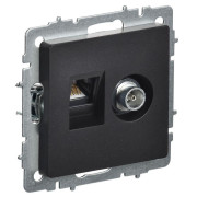 Розетка компьютерная + телевизионная 2-м Brite РТВ/РК12-БрЧ RJ45 кат.5E + TV механизм черн. IEK BR-AK20-1-K02