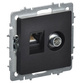 Розетка компьютерная + телевизионная 2-м Brite РТВ/РК12-БрЧ RJ45 кат.5E + TV механизм черн. IEK BR-AK20-1-K02
