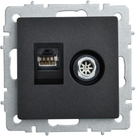 Розетка компьютерная + телевизионная 2-м Brite РТВ/РК12-БрЧ RJ45 кат.5E + TV механизм черн. IEK BR-AK20-1-K02
