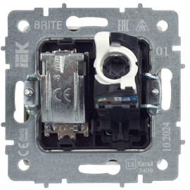 Розетка компьютерная + телевизионная 2-м Brite РТВ/РК12-БрЧ RJ45 кат.5E + TV механизм черн. IEK BR-AK20-1-K02