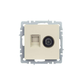 Розетка компьютерная + телевизионная 2-м Brite РТВ/РК12-БрКр RJ45 кат.5E + TV механизм беж. IEK BR-AK20-1-K10