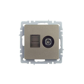 Розетка компьютерная + телевизионная 2-м Brite РТВ/РК12-БрШ RJ45 кат.5E + TV механизм шампань IEK BR-AK20-1-K37