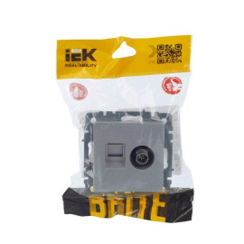 Розетка компьютерная + телевизионная 2-м Brite РТВ/РК12-БрА RJ45 кат.5E + TV механизм алюм. IEK BR-AK20-1-K47