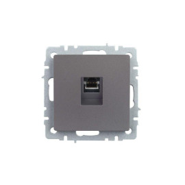 Розетка компьютерная СП RJ45 кат.5E BRITE РК10-БрС механизм сталь IEK BR-K10-1-K46