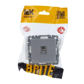 Розетка компьютерная СП RJ45 кат.5E BRITE РК10-БрА механизм алюм. IEK BR-K10-1-K47