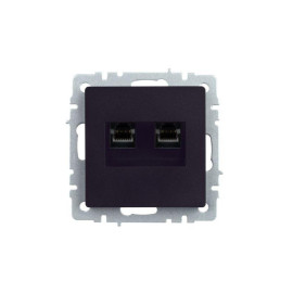 Розетка компьютерная двойн. СП RJ45 кат.5E BRITE РК10-2-БрЧ механизм черн. IEK BR-K20-1-K02