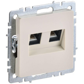 Розетка компьютерная двойн. СП RJ45 кат.5E BRITE РК10-2-БрКр механизм беж. IEK BR-K20-1-K10