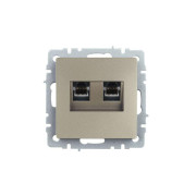 Розетка компьютерная двойн. СП RJ45 кат.5E BRITE РК10-2-БрШ механизм шампань IEK BR-K20-1-K37