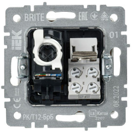 Розетка двойная СП RJ11+RJ45 кат.5E BRITE РК/Т12-БрБ механизм бел. IEK BR-KT20-O-1-K01