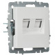 Розетка двойная СП RJ11+RJ45 кат.5E BRITE РК/Т12-БрБ механизм бел. IEK BR-KT20-O-1-K01