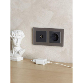 Рамка 2-м BRITE РУ-2-2-БрСе стекло сер. IEK BR-M22-G-K03