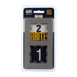 Рамка 2-м BRITE РУ-2-2-БрД стекло дым. IEK BR-M22-G-K30