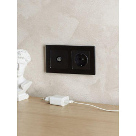 Рамка 2-м BRITE РУ-2-1-БрЧ металл черн. IEK BR-M22-M-K02