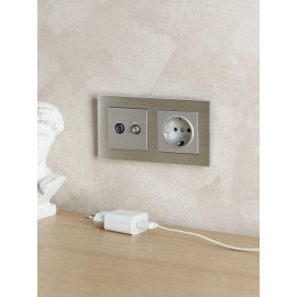 Рамка 2-м BRITE РУ-2-1-БрА металл алюм. IEK BR-M22-M-K47