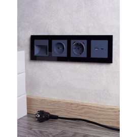 Рамка 4-м BRITE РУ-4-2-БрЧ стекло черн. IEK BR-M42-G-K02