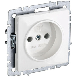 Розетка BRITE РС10-1-0-БрБ 10А без заземл. без защ. шторок механизм бел. IEK BR-R10-10-K01