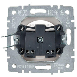 Розетка BRITE РС10-1-0-БрБ 10А без заземл. без защ. шторок механизм бел. IEK BR-R10-10-K01