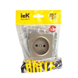 Розетка BRITE РС10-1-0-БрШ 10А без заземл. без защ. шторок механизм шампань IEK BR-R10-10-K37