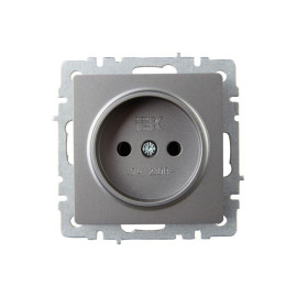 Розетка 1-м СП BRITE РС10-1-0-БрС 10А без заземл. без защ. шторок механизм сталь IEK BR-R10-10-K46