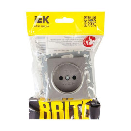 Розетка 1-м СП BRITE РС10-1-0-БрС 10А без заземл. без защ. шторок механизм сталь IEK BR-R10-10-K46