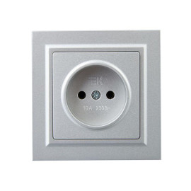 Розетка СП BRITE РСР10-1-0-БрА 10А в сборе без заземл. без защ. шторок алюм. IEK BR-R10-10-K47-F