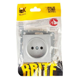 Розетка BRITE РС10-1-0-БрА 10А без заземл. без защ. шторок механизм алюм. IEK BR-R10-10-K47