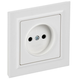 Розетка BRITE РСР10-1-0-БрАБ 10А в сборе без заземл. без защ. шторок арктич. бел. IEK BR-R10-10-K91-F