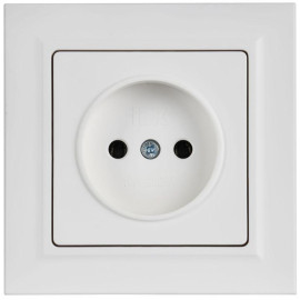 Розетка BRITE РСР10-1-0-БрАБ 10А в сборе без заземл. без защ. шторок арктич. бел. IEK BR-R10-10-K91-F