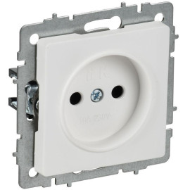Розетка BRITE РС10-1-0-БрАБ 10А без заземл. без защ. шторок механизм арктич. бел. IEK BR-R10-10-K91